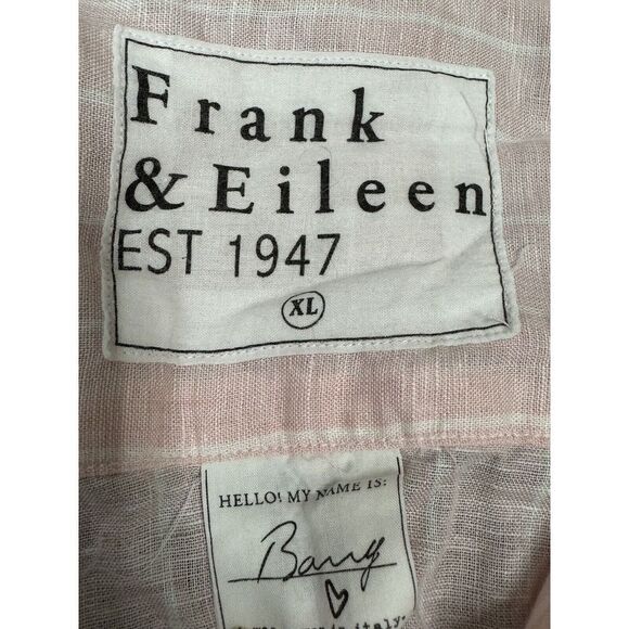 WOMENS FRANK & EILEEN BARRY 100% LINEN PINK WHITE STRIPED BUTTON UP SHIRT XL - Picture 7 of 12